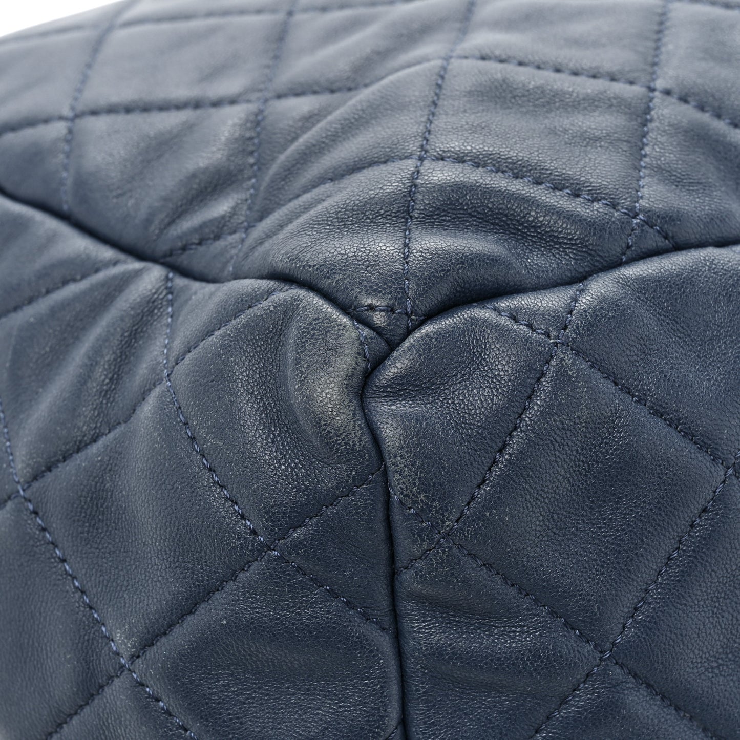 Lambskin Quilted CC Chain Drawstring Tote Blue