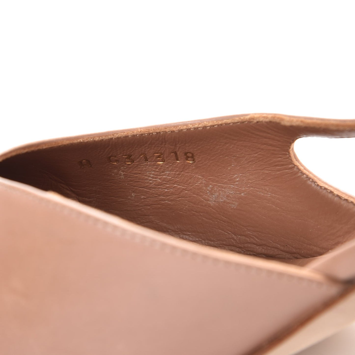 Calfskin Patent Cap Toe CC Slingback Sandals 39.5 Beige Pink