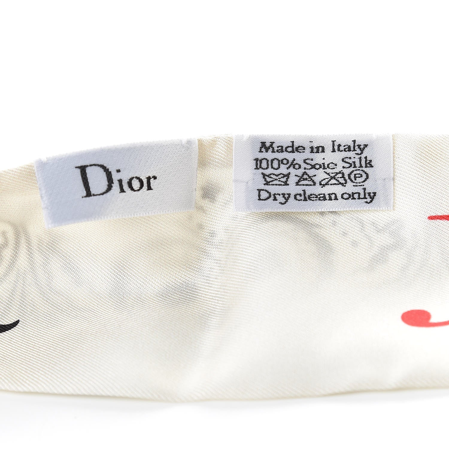 Christian Dior Je T'aime Mitzah Scarf White Black Red 3 of 4