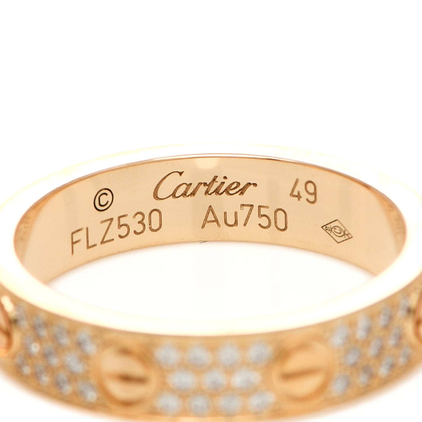 18K Yellow Gold Diamond 4mm LOVE Wedding Paved Band Ring 49 5