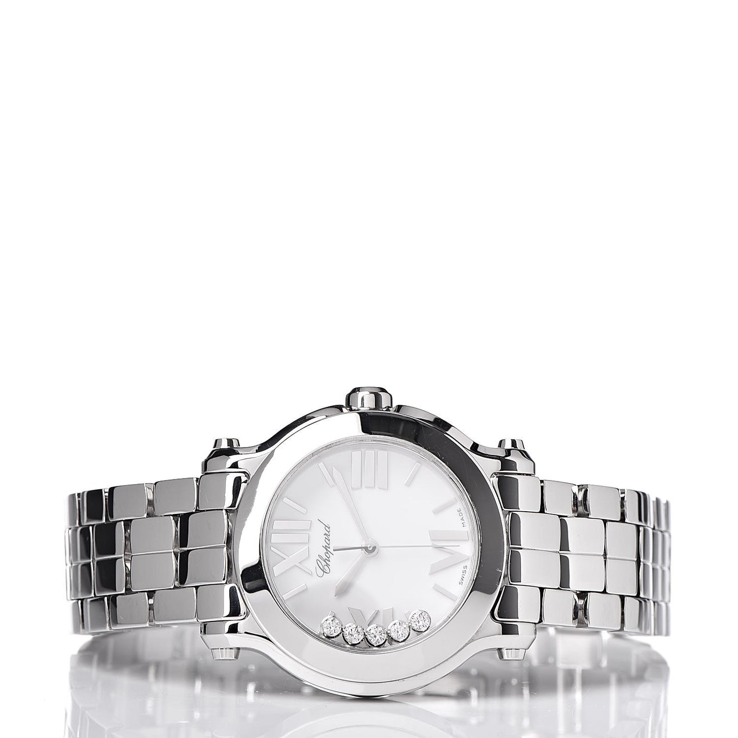 Stainless Steel 5 Diamond 30mm Happy Sport Quartz Watch