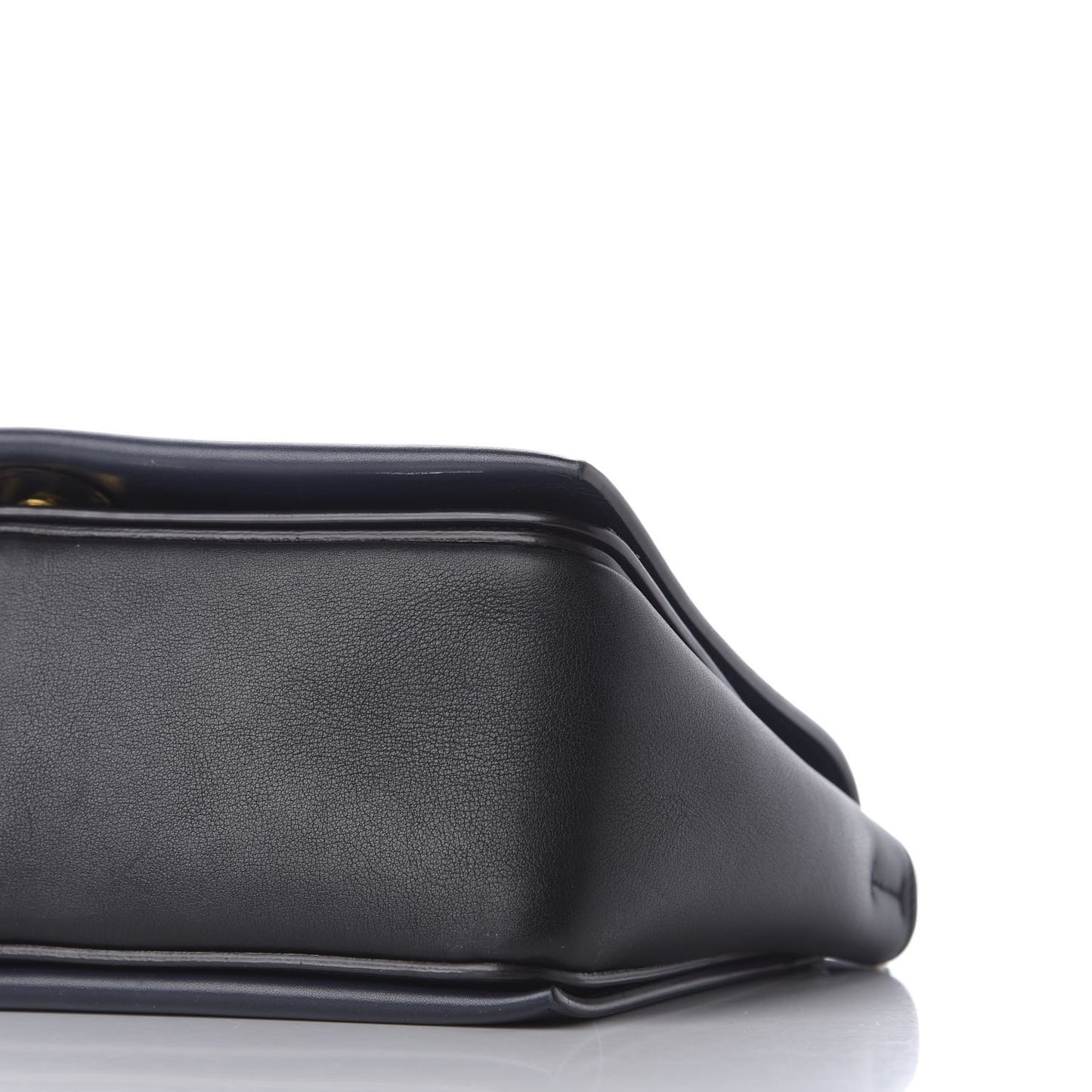 Shiny Smooth Calfskin Medium Frame Shoulder Bag Black Navy