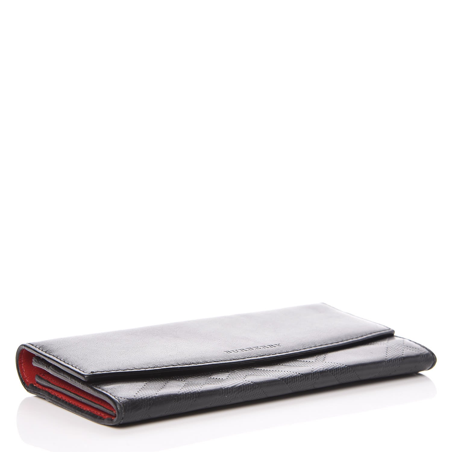 Burberry Signature Grain Calfskin Check Embossed Porter Continental Wallet Black 4 of 13