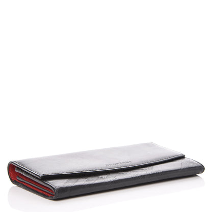 Burberry Signature Grain Calfskin Check Embossed Porter Continental Wallet Black 4 of 13