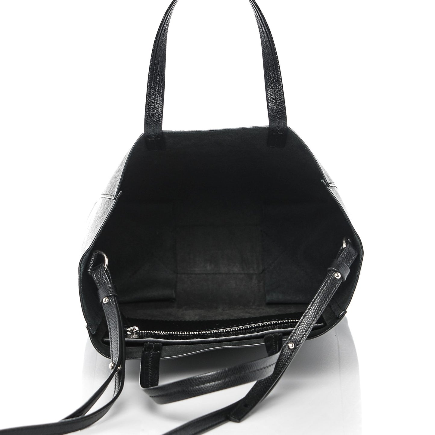 Grained Calfskin Small Vertical Cabas Black