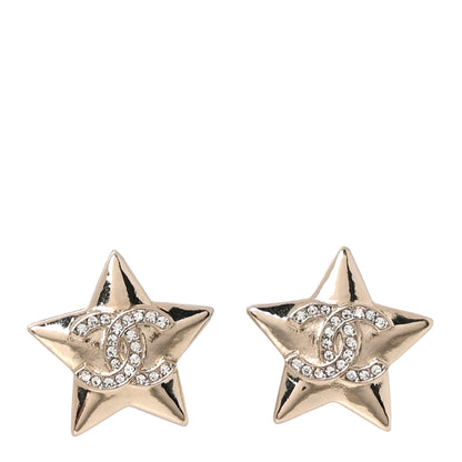 Chanel Metal Crystal CC Star Earrings Gold 1 of 5