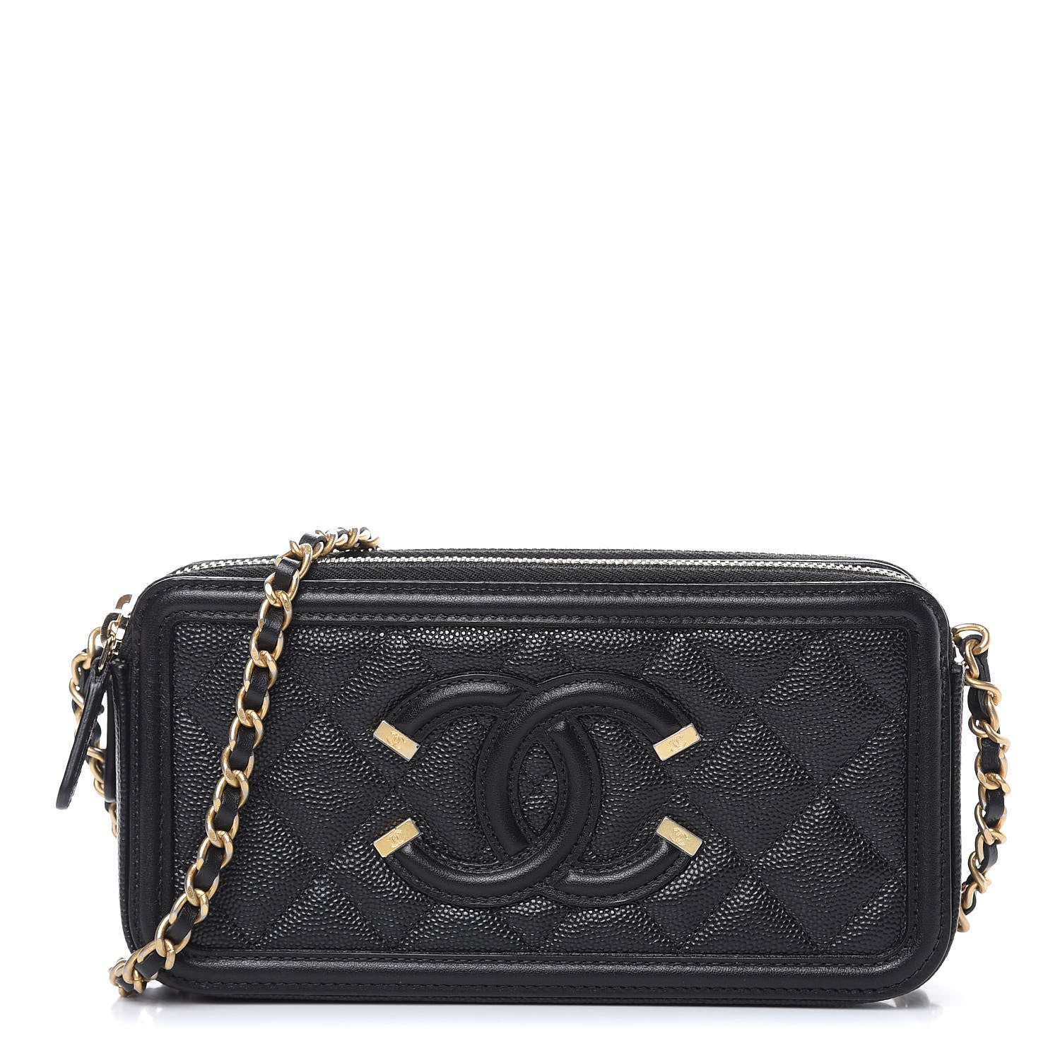 Chanel Caviar Quilted CC Filigree Clutch With Chain Black 1 of 13