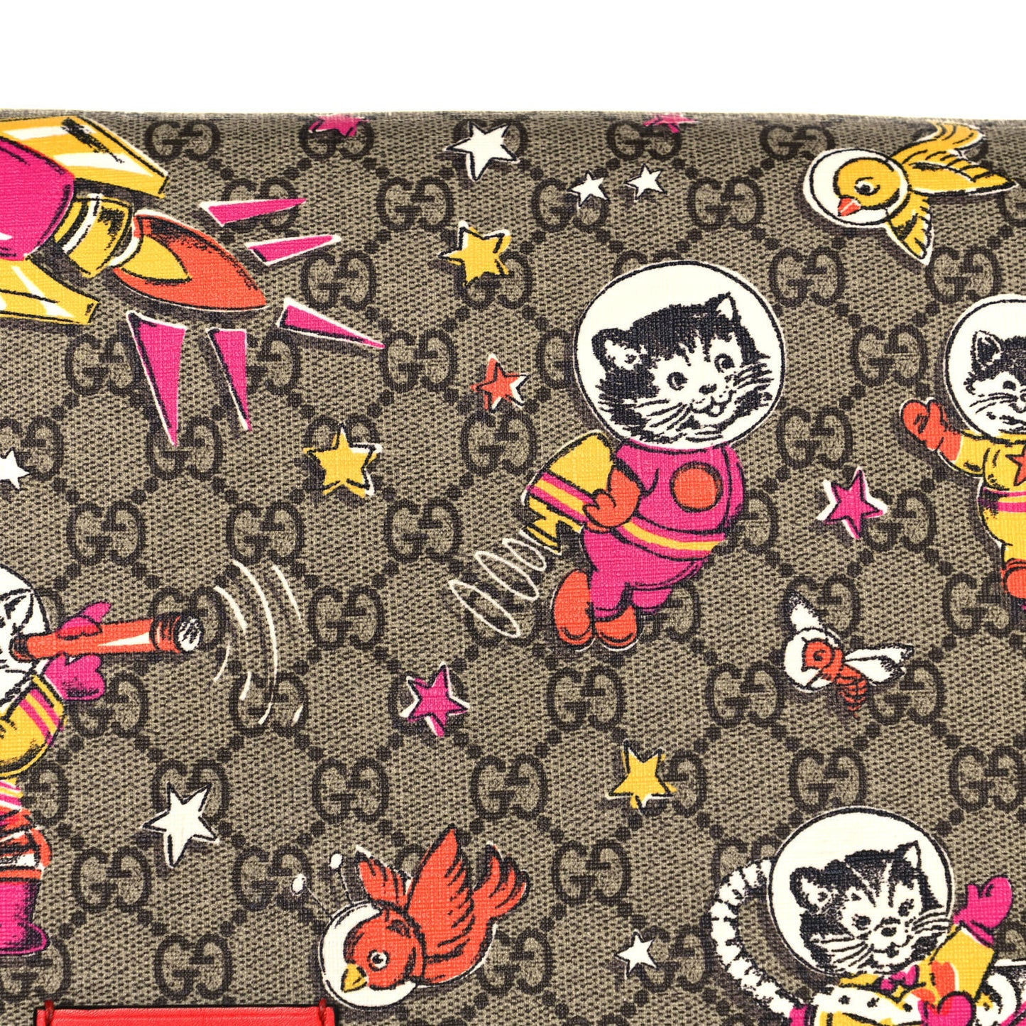 GG Supreme Monogram Space Cats Diaper Bag Orange