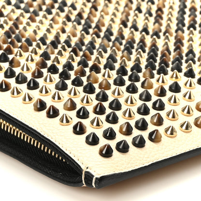 Christian Louboutin Calfskin Spiked Large Trictrac Portfolio Bag Beige 8 of 9