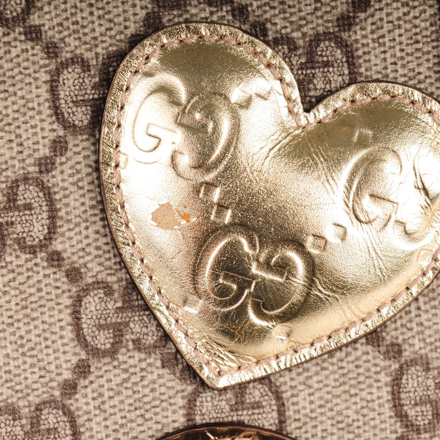 Gucci Monogram Guccissima Hearts Studded Medium Joy Boston Dark Brown 8 of 10