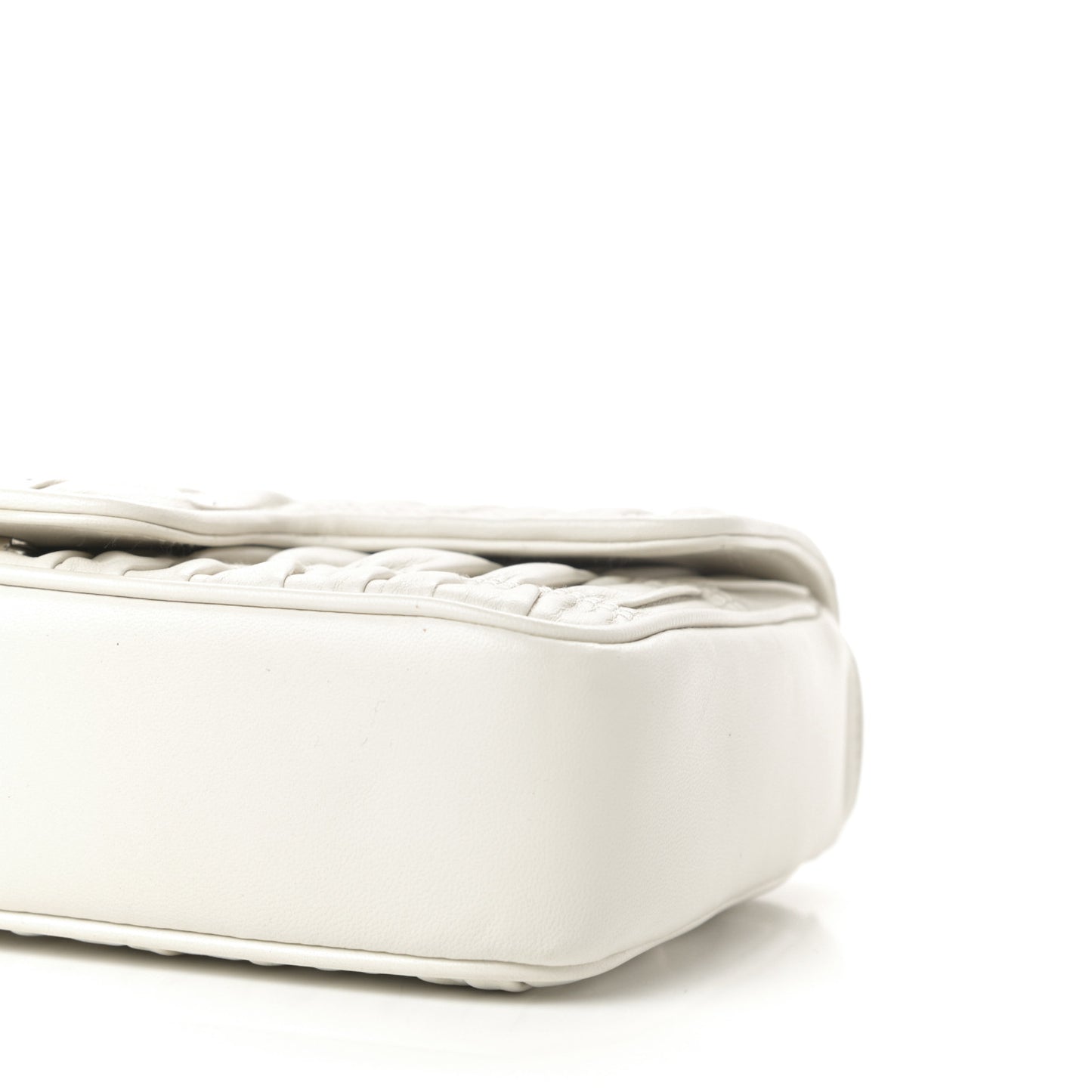 Nappa Gaufre Small Chain Flap Shoulder Bag White