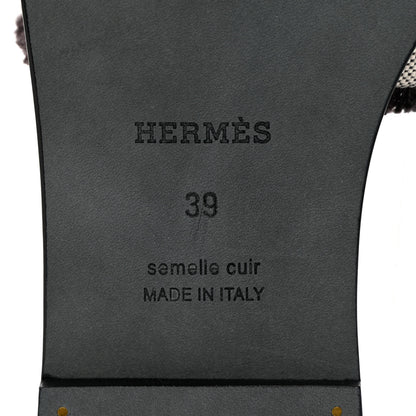 Hermes Toile H Oran Fringe Sandals 39 Prunoir 8 of 13