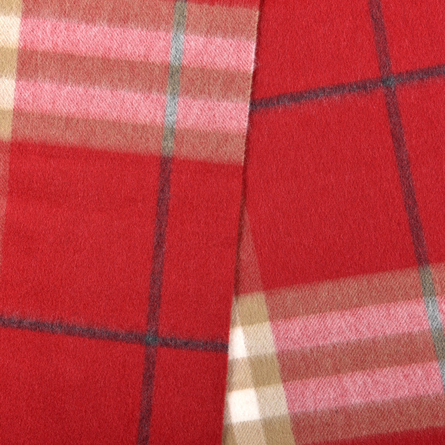 Burberry Cashmere Giant Check Fringe Scarf Military Red 3 of 4