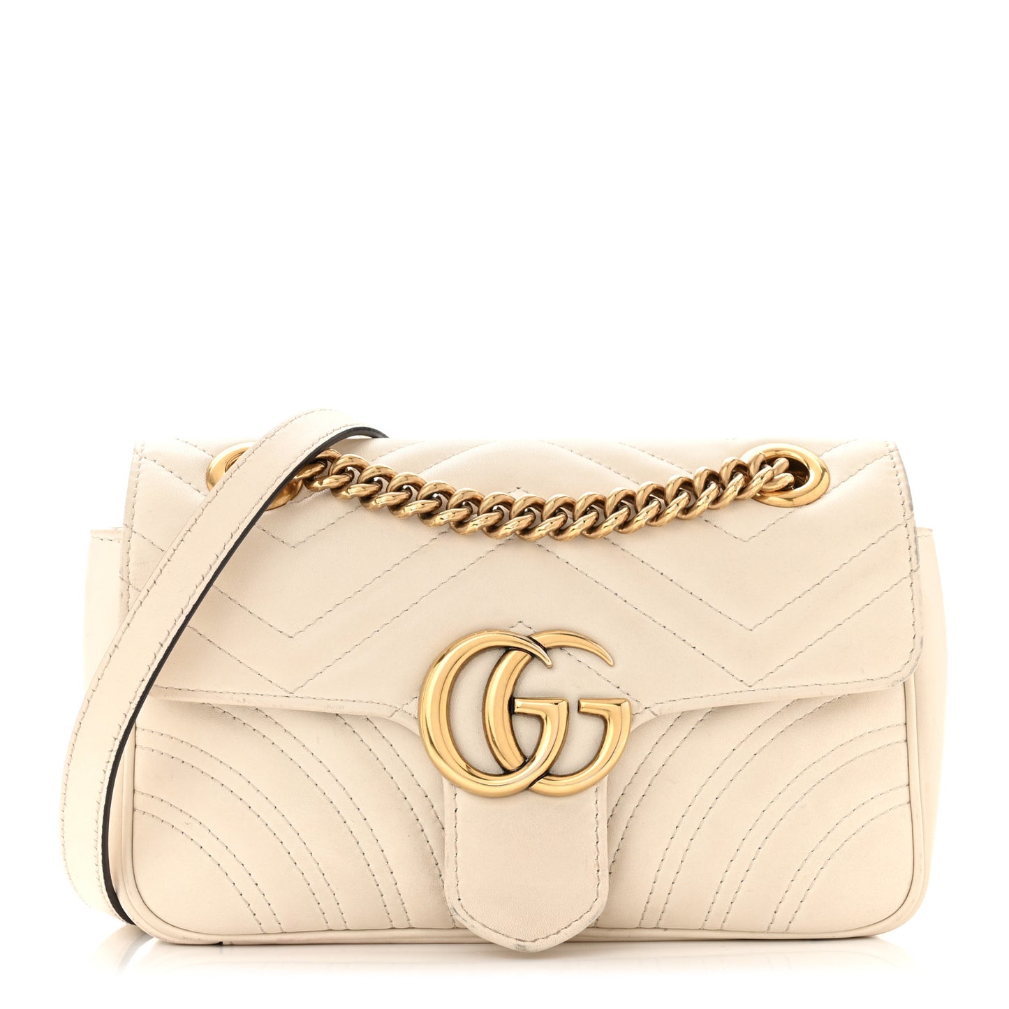 Calfskin Matelasse Mini GG Marmont Shoulder Bag White
