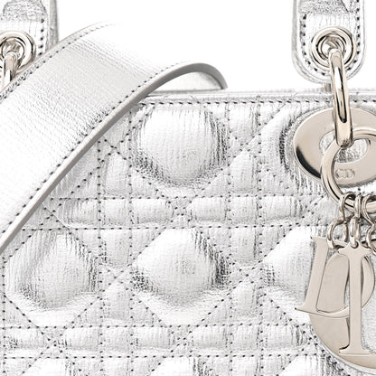 Christian Dior Metallic Grained Calfskin Cannage Small Lucky Badges My Lady Dior Silver 8 of 12