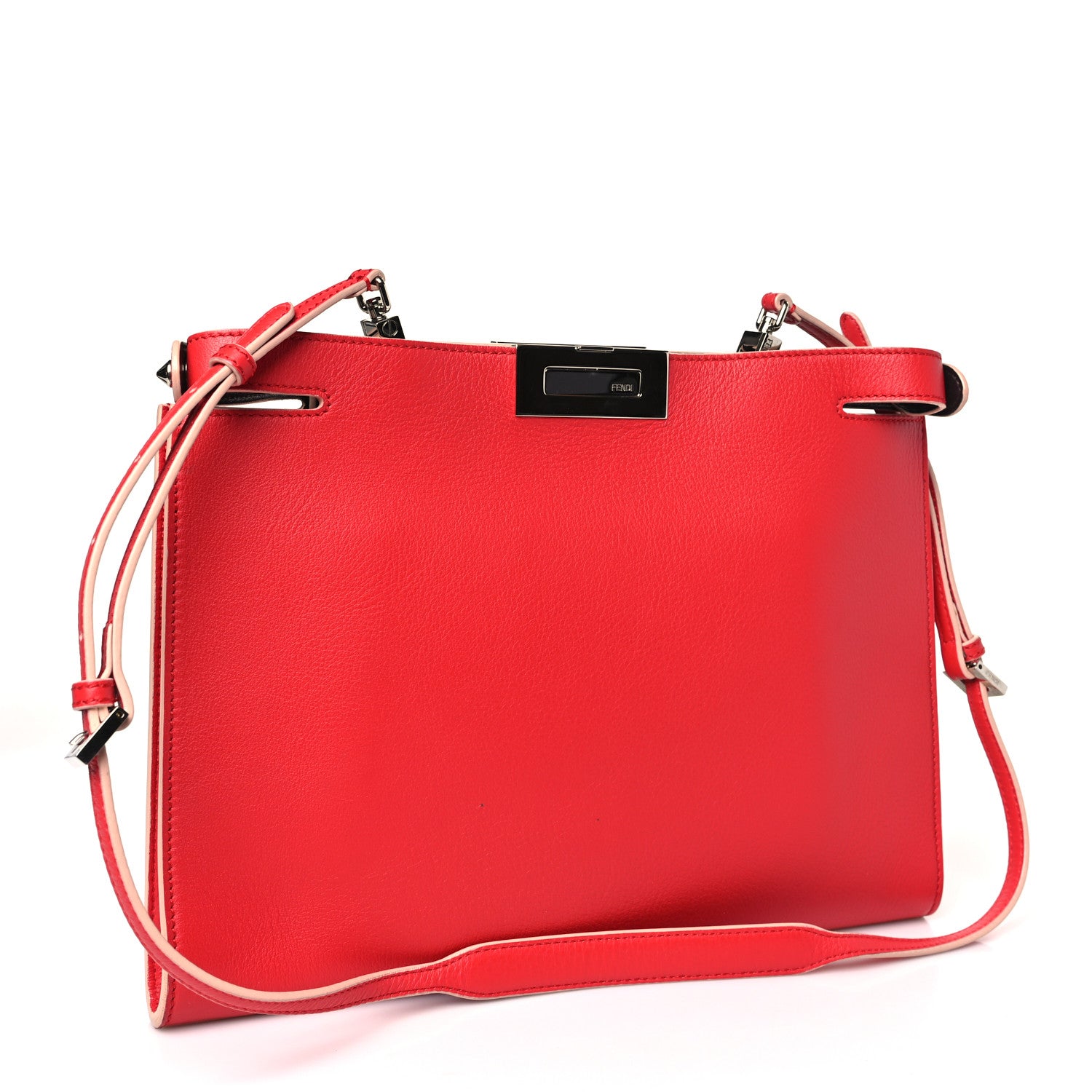 Fendi Vitello Seta Burro Peekaboo Pochette Crossbody Papavero 3 of 10