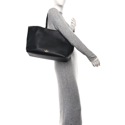 Valentino Garavani Grained Calfskin Rockstud Shoulder Tote Black 2 of 9