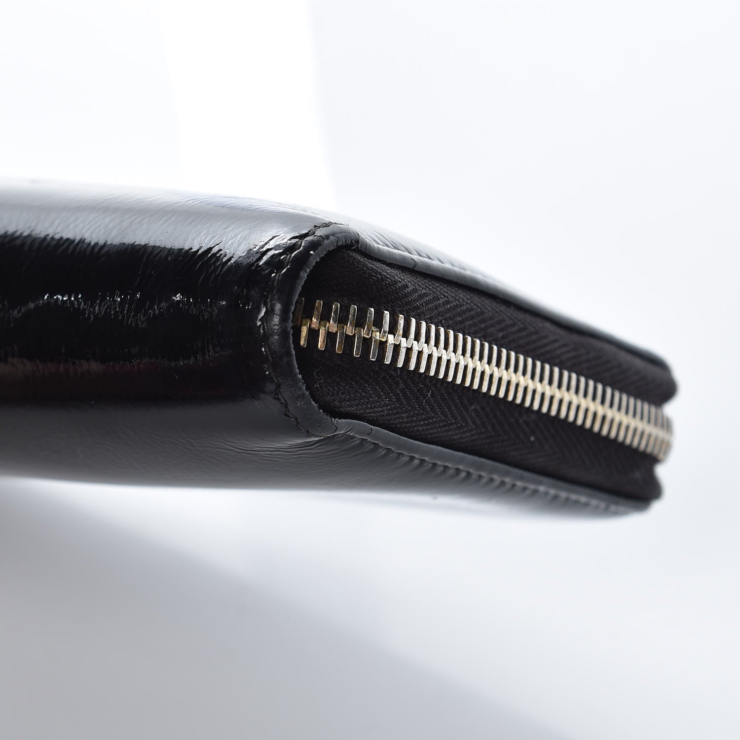 Saint Laurent Patent Y Mail Zip Around Wallet Black 12 of 13