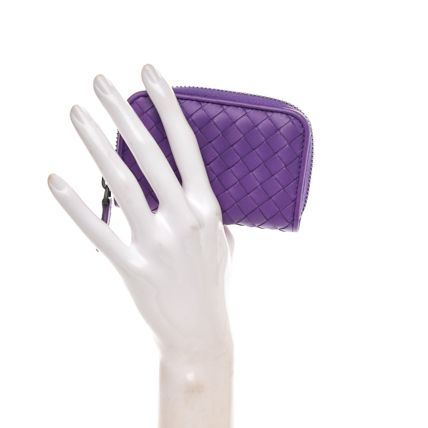 Nappa Intrecciato Zip Around Coin Purse Purple