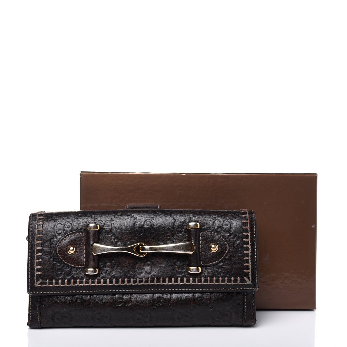 Guccissima Horsebit Continental Wallet Dark Brown