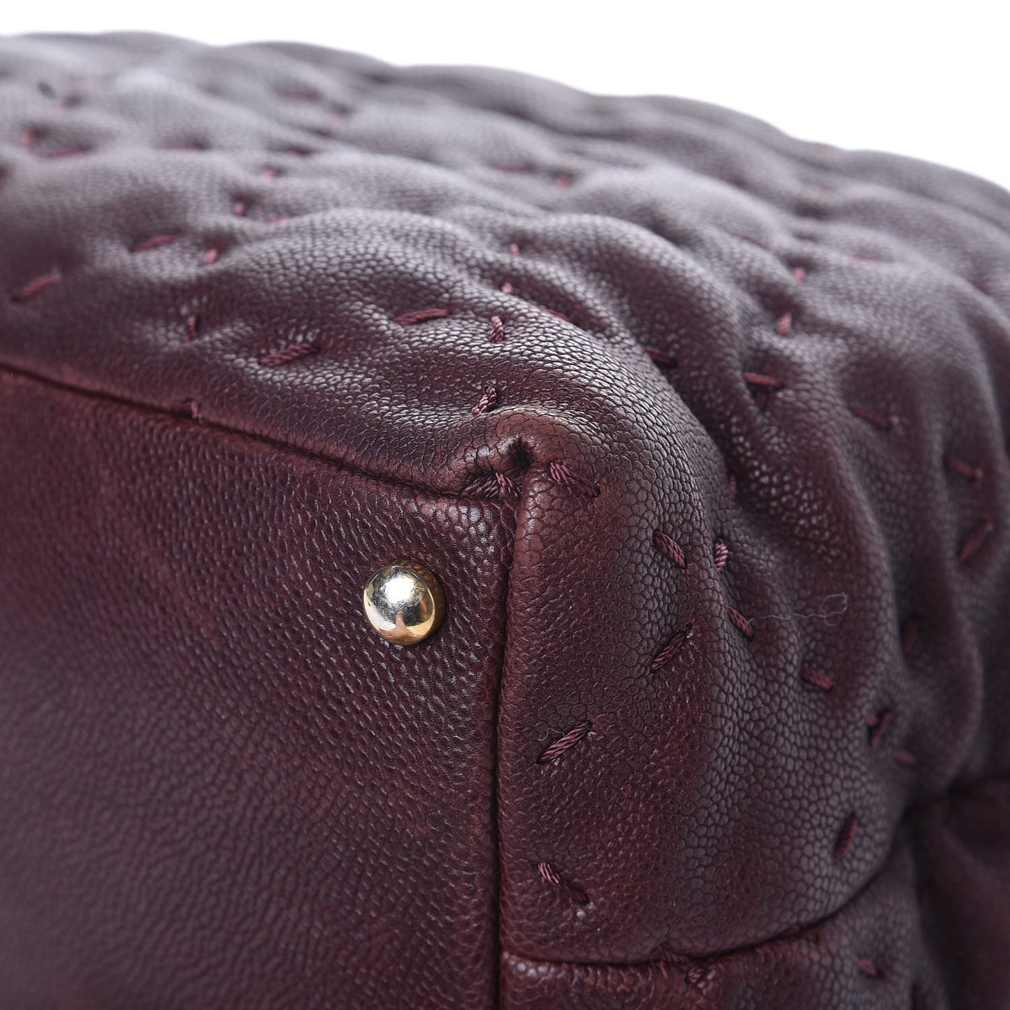 Caviar Stitched Tote Burgundy