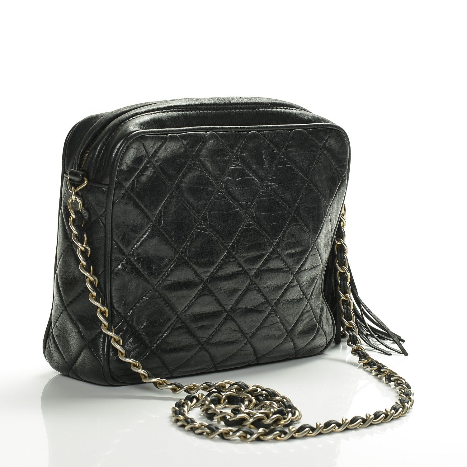 Chanel Lambskin Quilted Tassel Camera Case Black 3 of 8