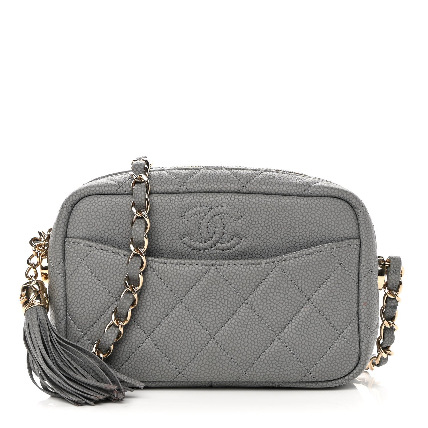 Chanel Caviar Quilted Mini Coco Tassel Camera Case Grey 1 of 12