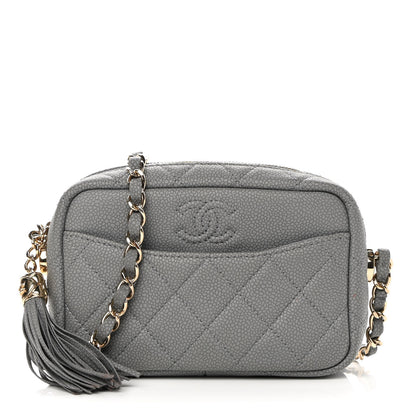 Chanel Caviar Quilted Mini Coco Tassel Camera Case Grey 1 of 12