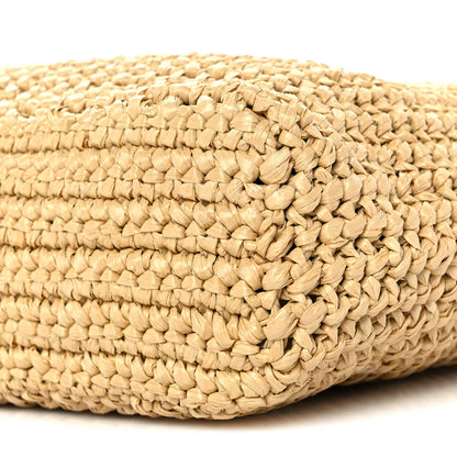 Prada Yarn Raffia Effect Crochet Embroidered Small Logo Tote Naturale 8 of 8