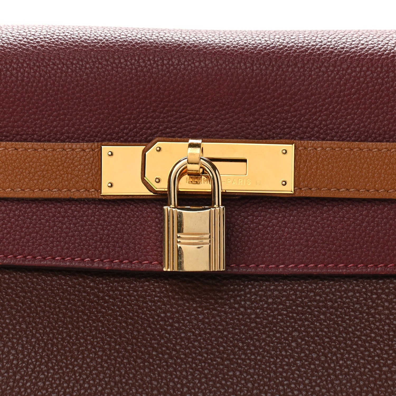 Hermes Togo Tri-Color Kelly Retourne 32 Rouge H Gold Havane 8 of 19