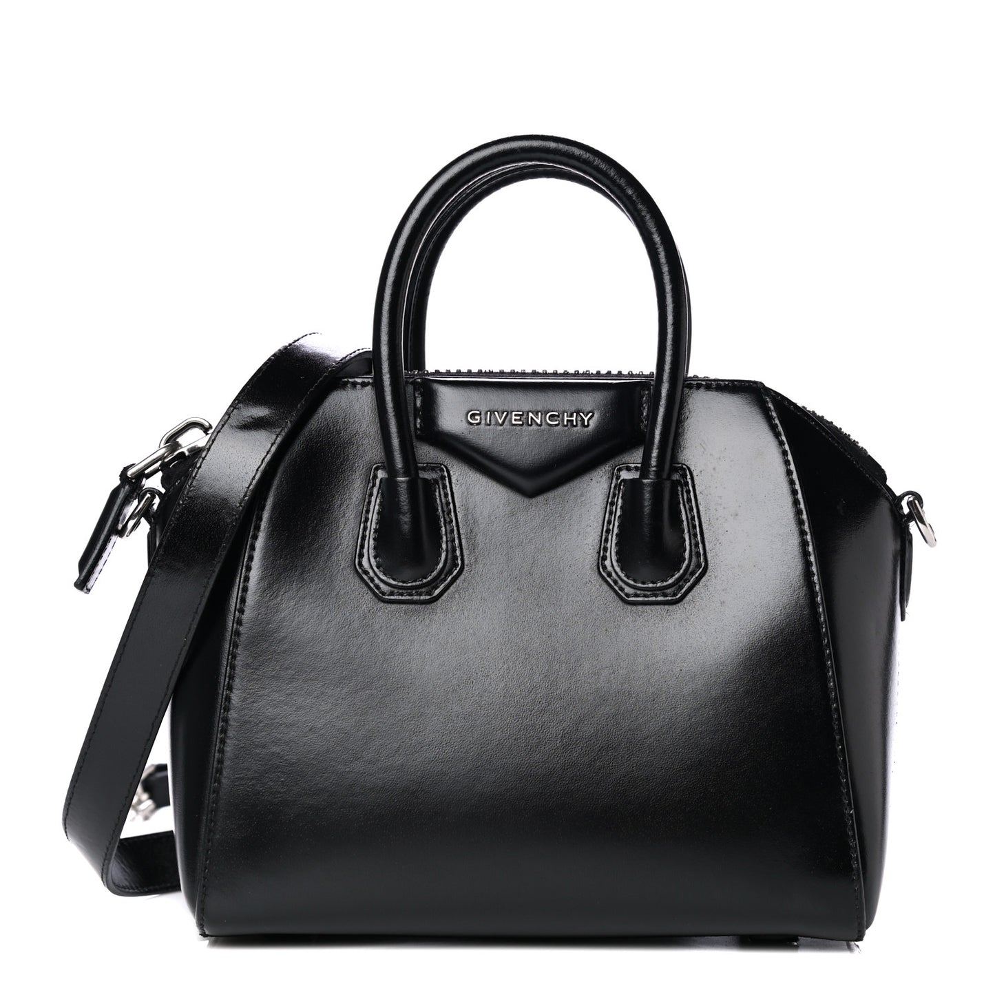 Shiny Lord Calfskin Mini Antigona Black