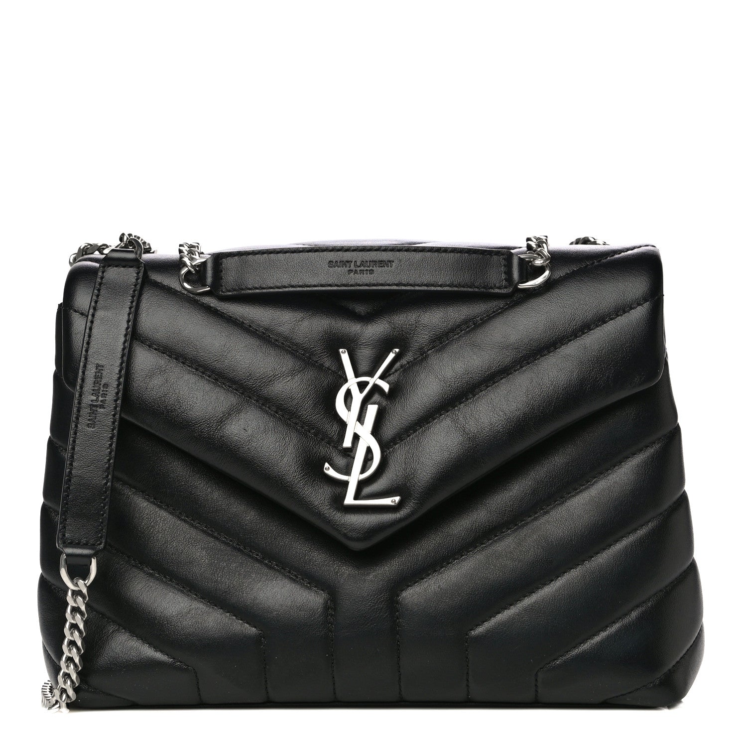 Saint Laurent Calfskin Y Quilted Monogram Small Loulou Chain Satchel Black 1 of 13