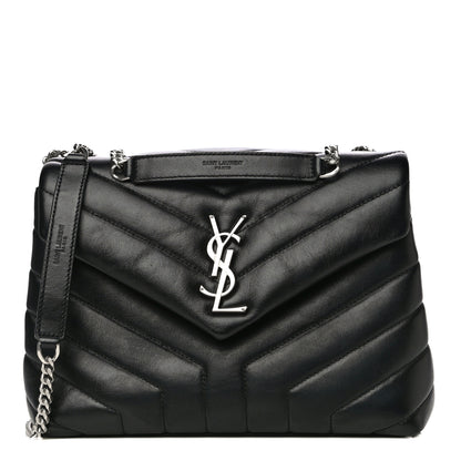 Saint Laurent Calfskin Y Quilted Monogram Small Loulou Chain Satchel Black 1 of 13