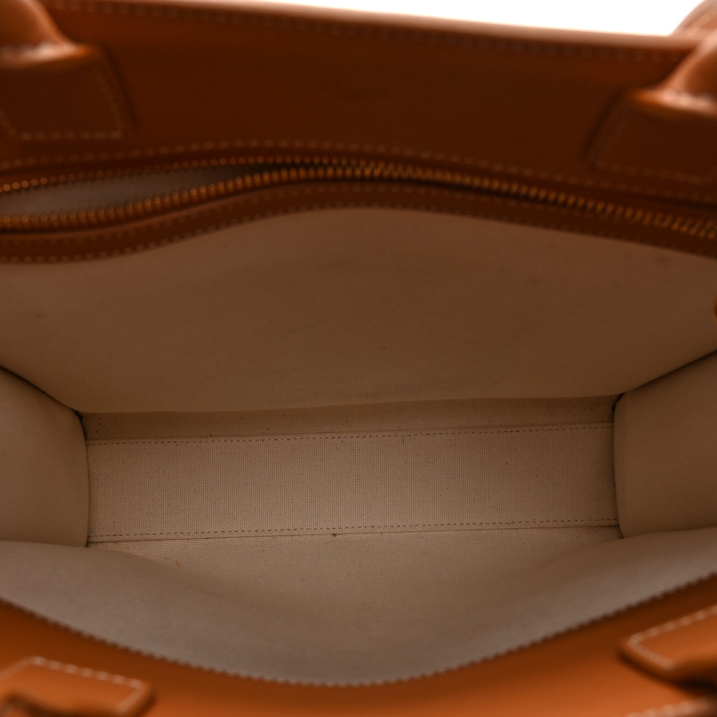 Canvas Calfskin Small Vertical Cabas Natural Tan