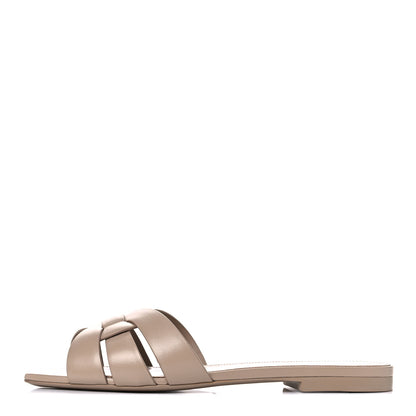 Saint Laurent Calfskin Tribute 05 Slide Sandals 36 Dark Beige 1 of 8
