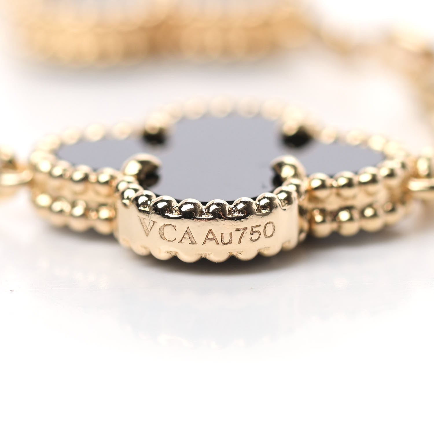Van Cleef & Arpels 18K Yellow Gold Black Onyx 5 Motifs Vintage Alhambra Bracelet 5 of 5
