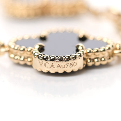 Van Cleef & Arpels 18K Yellow Gold Black Onyx 5 Motifs Vintage Alhambra Bracelet 5 of 5