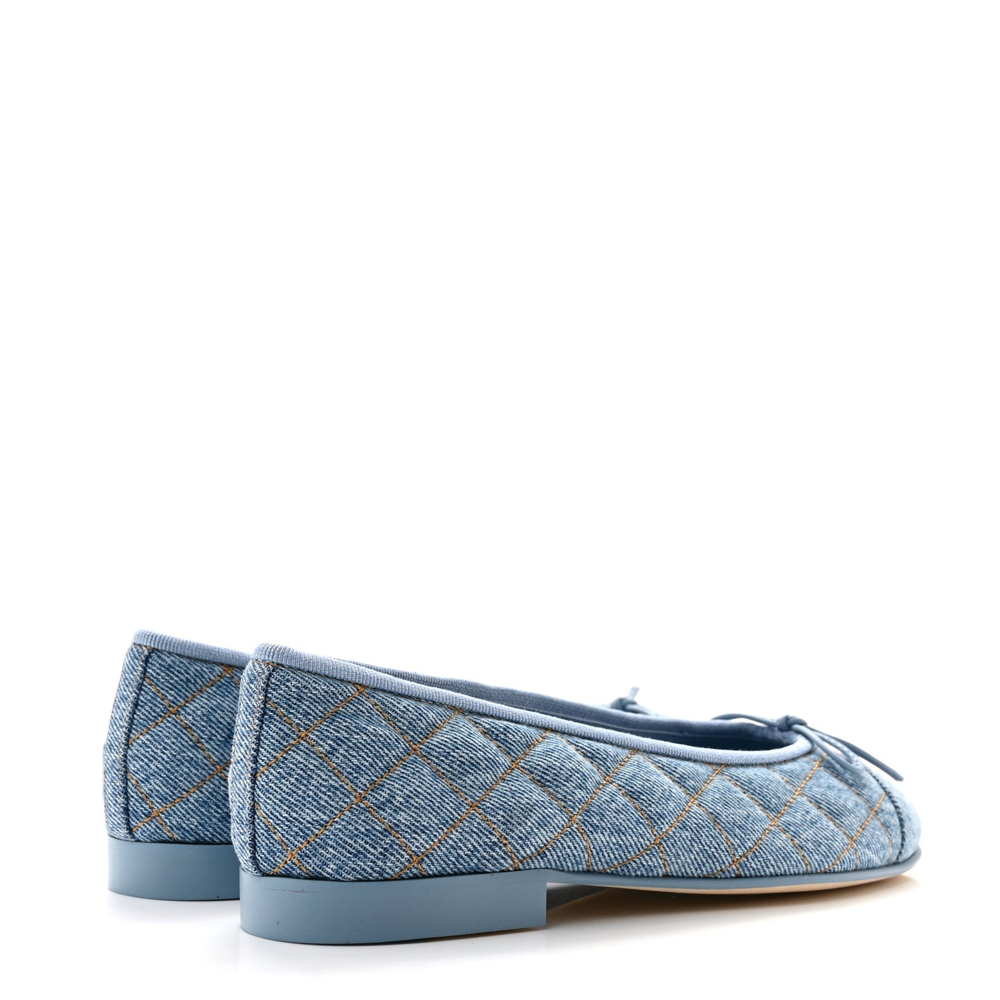 Denim Quilted CC Cap Toe Ballerina Flats 36 Light Blue