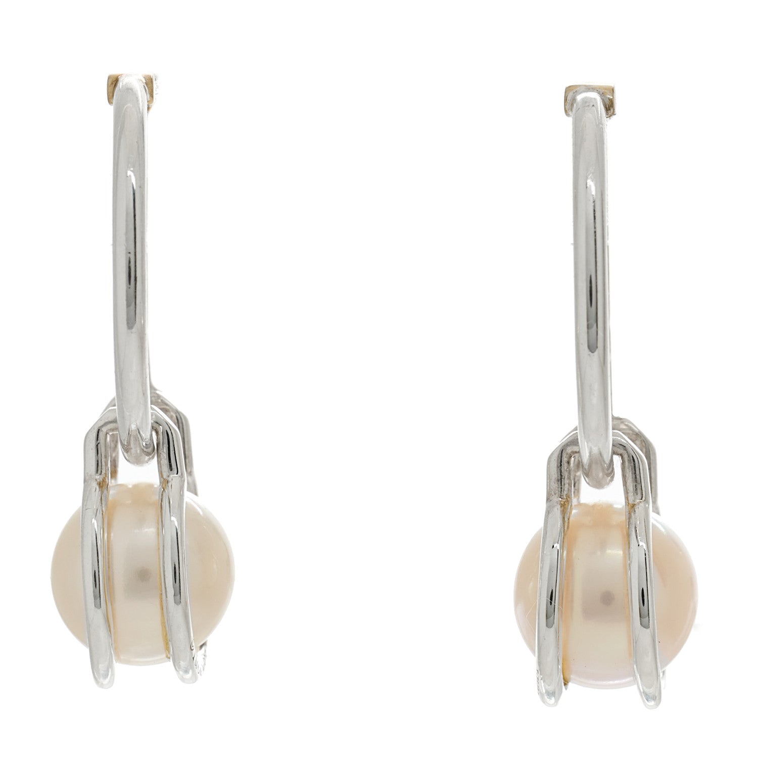Tiffany Sterling Silver Pearl HardWear Hoop Earrings 1 of 4