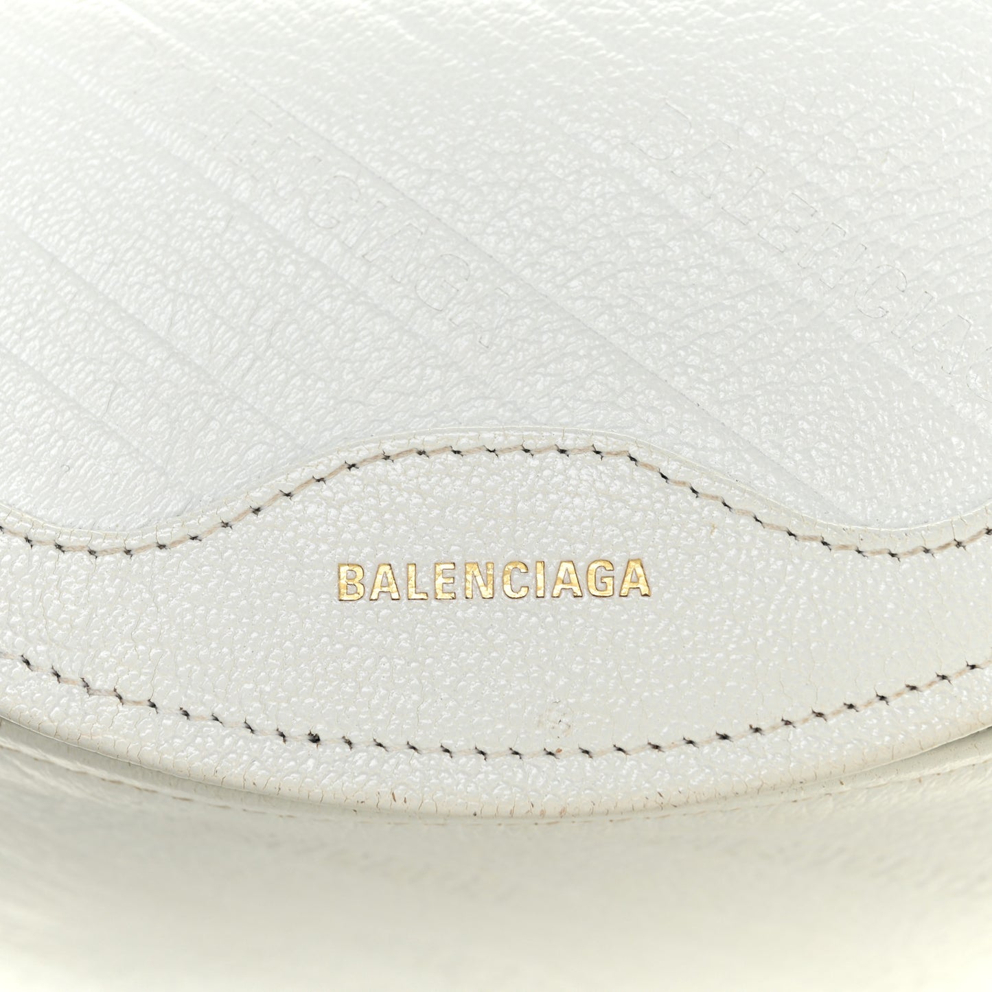Shiny Goatskin Allover Logo Embossed XXS Souvenir Belt Bag White