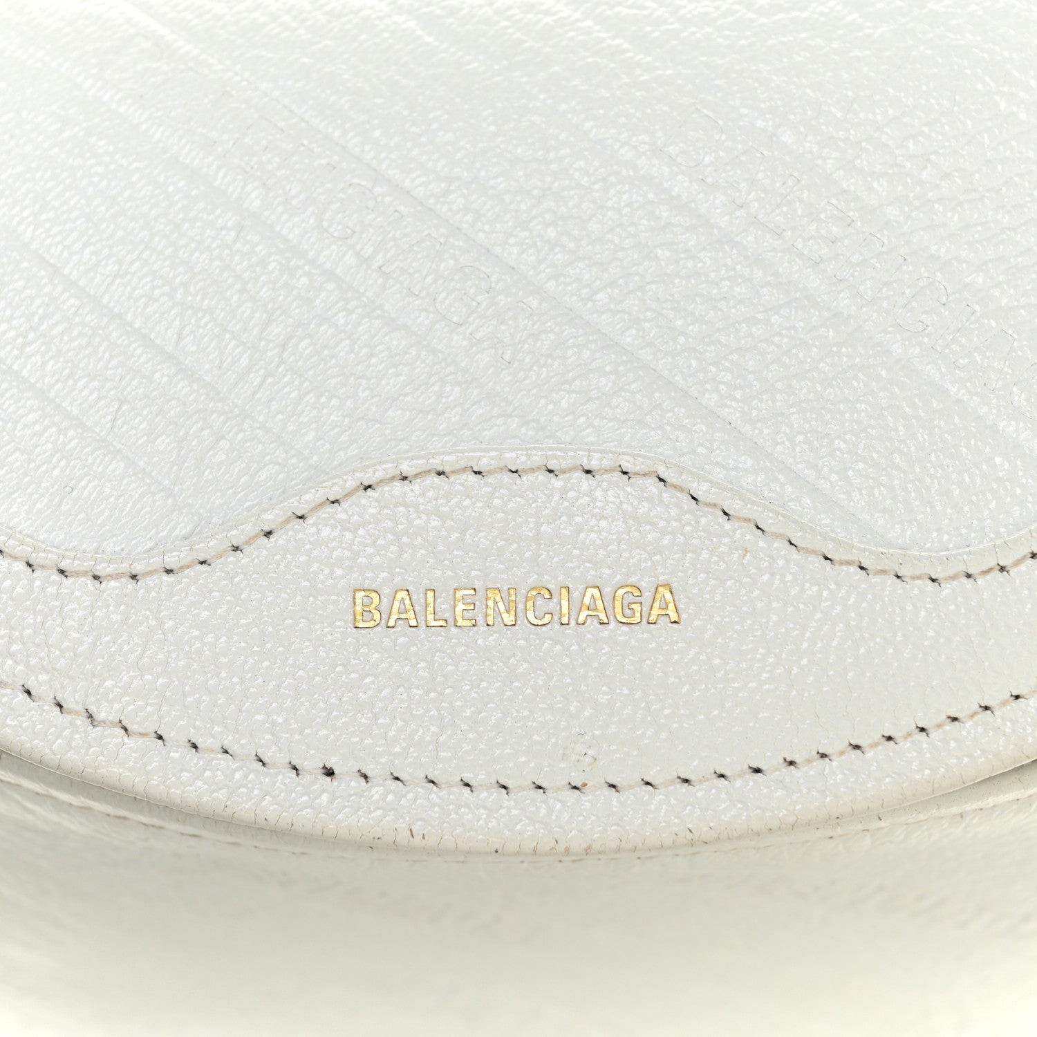 Balenciaga Shiny Goatskin Allover Logo Embossed XXS Souvenir Belt Bag White 7 of 9