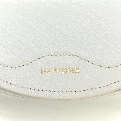 Balenciaga Shiny Goatskin Allover Logo Embossed XXS Souvenir Belt Bag White 7 of 9