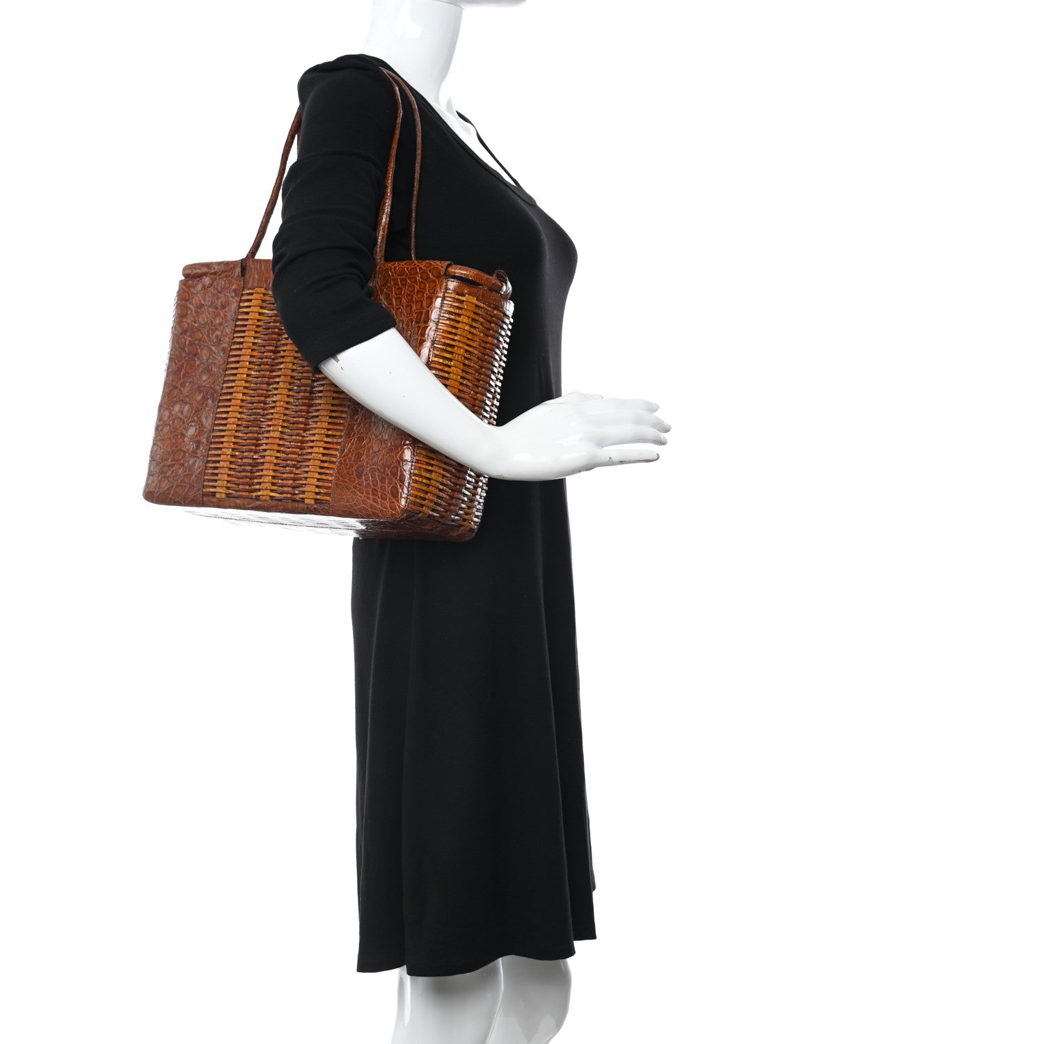 Nancy Gonzalez Crocodile Woven Top Handle Tote Brown 2 of 11