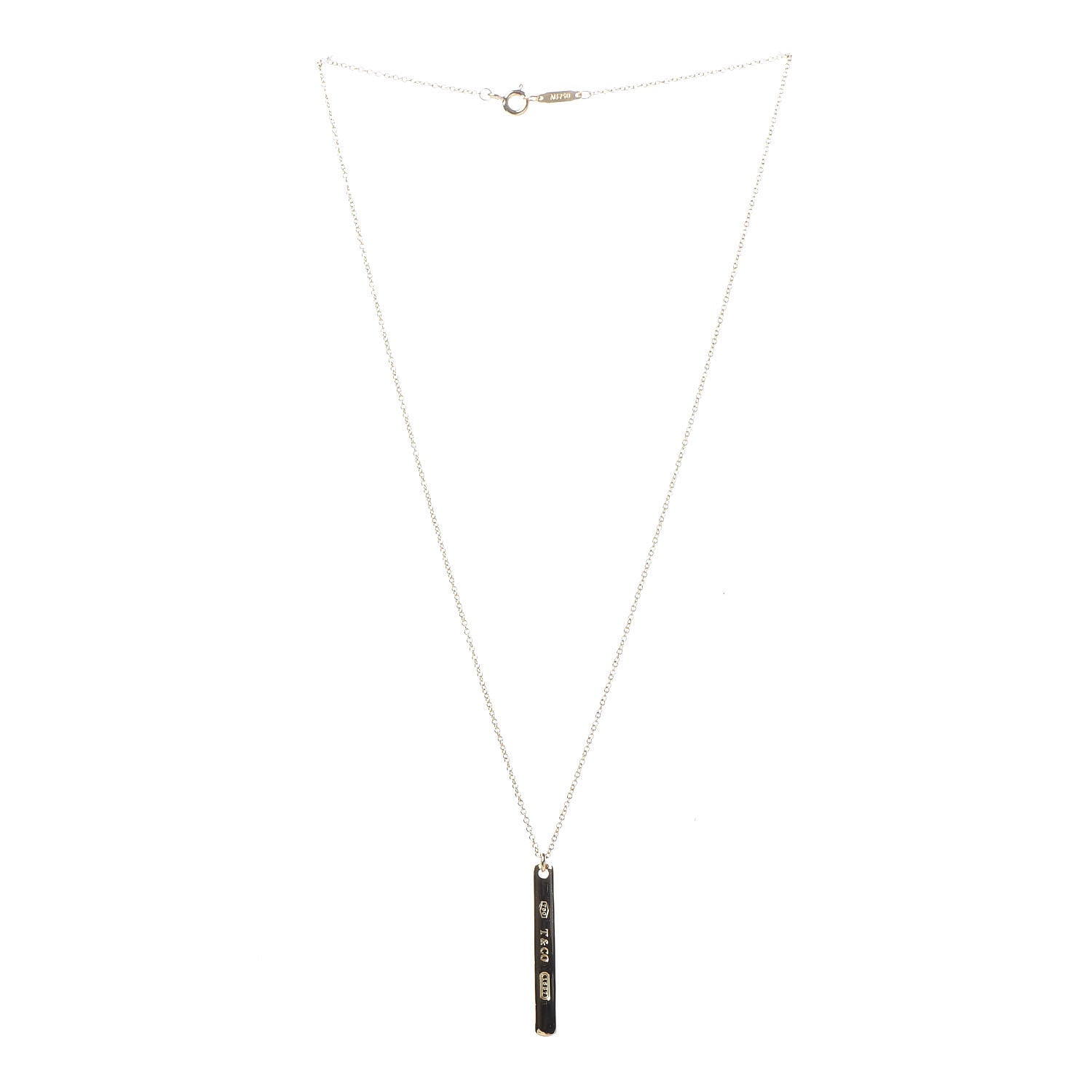 Tiffany 18K Yellow Gold 1837 Bar Pendant Necklace 3 of 6