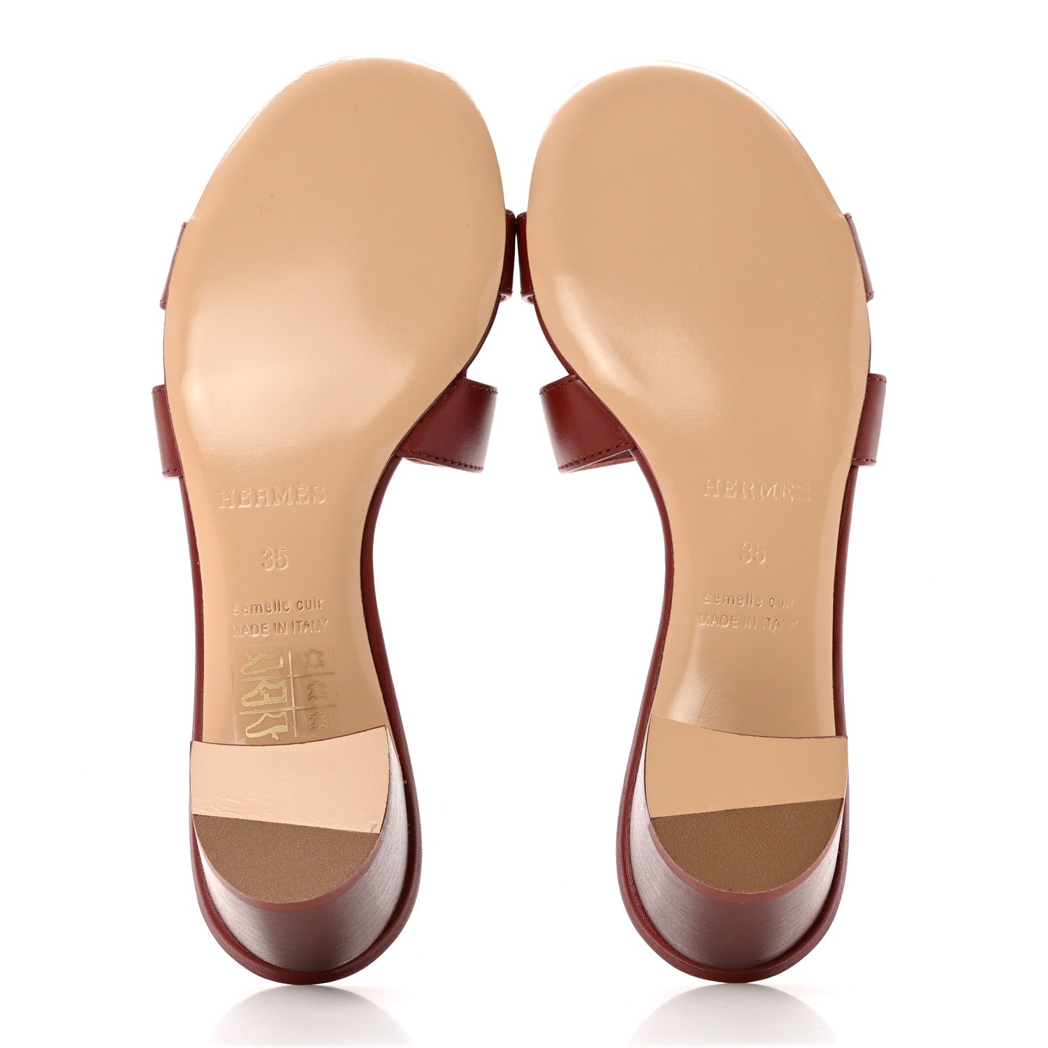 Hermes Calfskin Oasis Sandals 35 Rouge Corazon 5 of 9