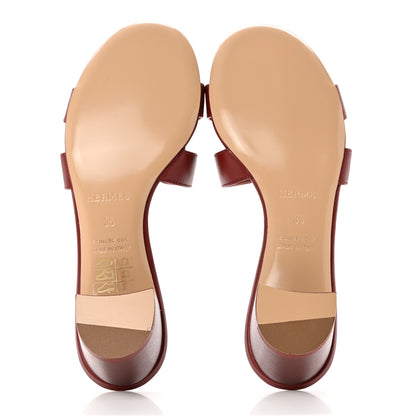 Hermes Calfskin Oasis Sandals 35 Rouge Corazon 5 of 9