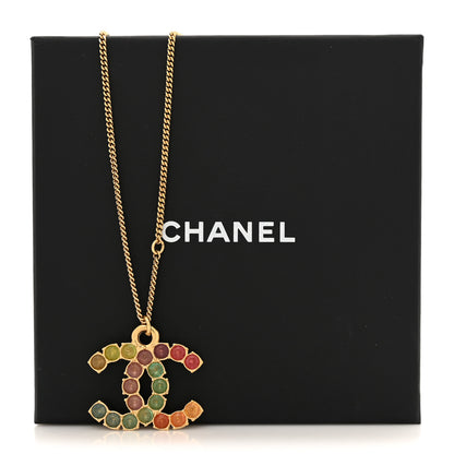 Chanel Crystal CC Pendant Necklace Gold Multicolor 5 of 5