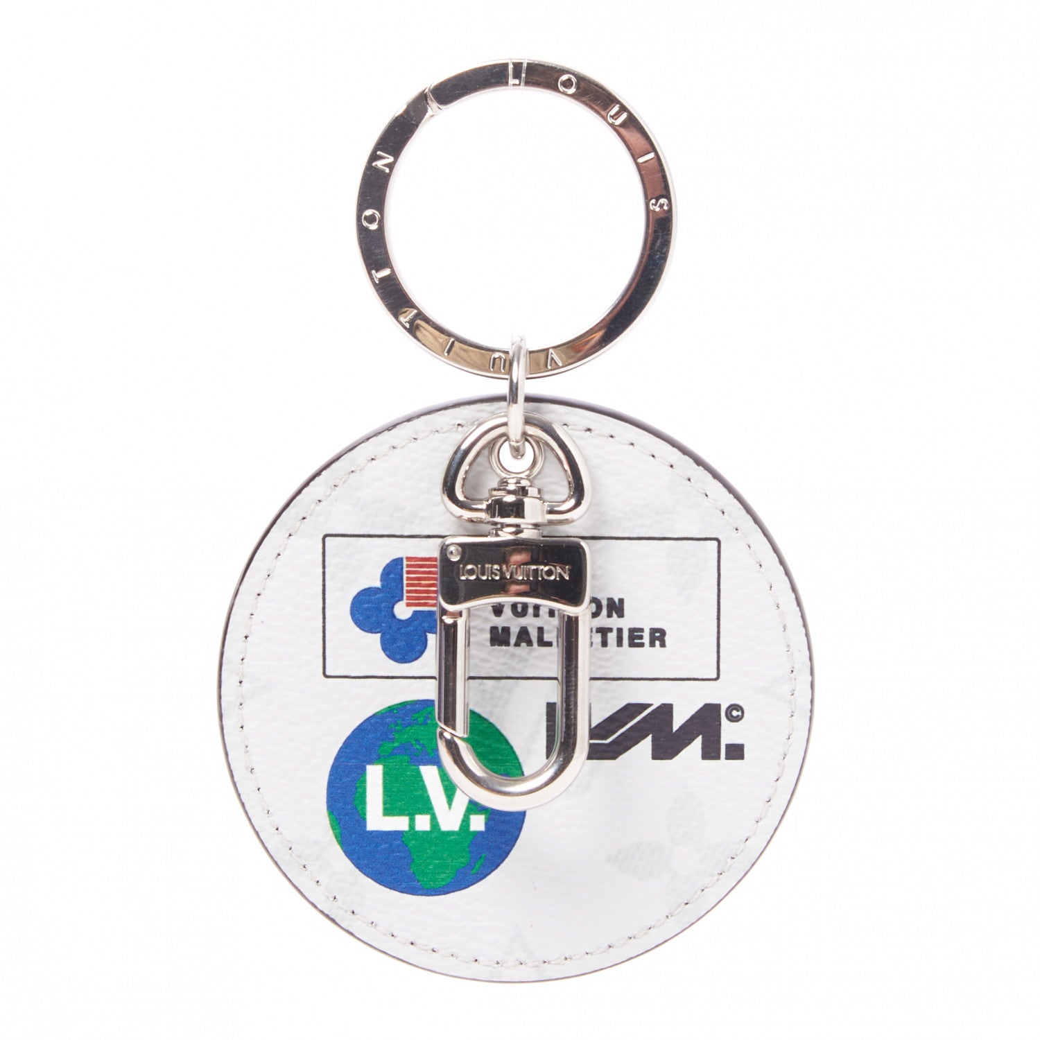 Louis Vuitton Taiga Monogram Logo Illustre Bag Charm Key Holder White 1 of 5