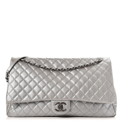 Chanel Metallic Caviar Quilted XXL Travel Flap Bag Silver 1 of 7