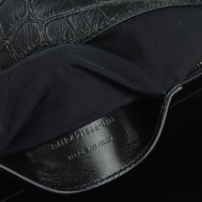 Saint Laurent Calfskin Crocodile Embossed Monogram Large College Satchel Black 7 of 7